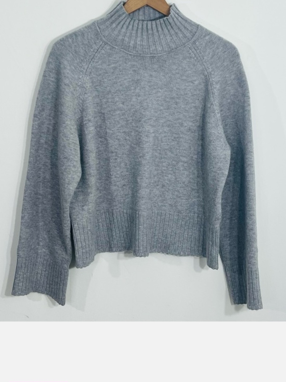 Truth Gray Mock Neck Ribbed Hem Sweater